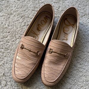Sam Edelman Croc-Embossed Brown Loafers